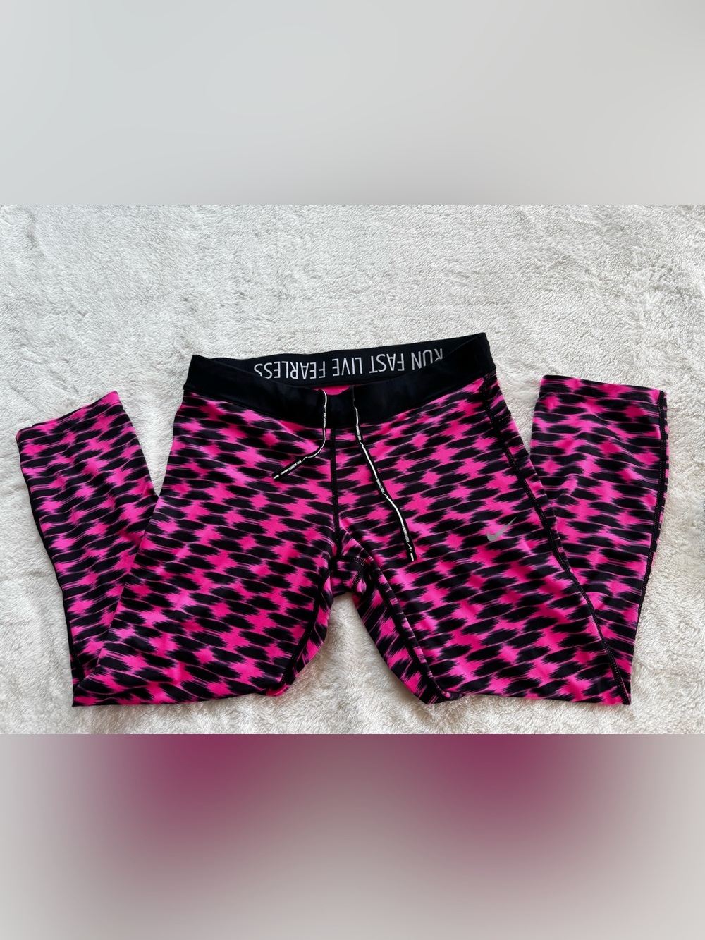 Nike Pink and Black Patterned Leggings